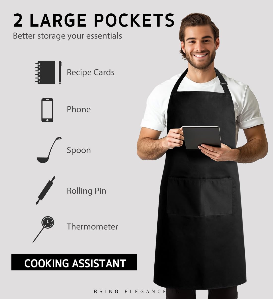 Syntus cotton apron is machine washable for easy maintenance