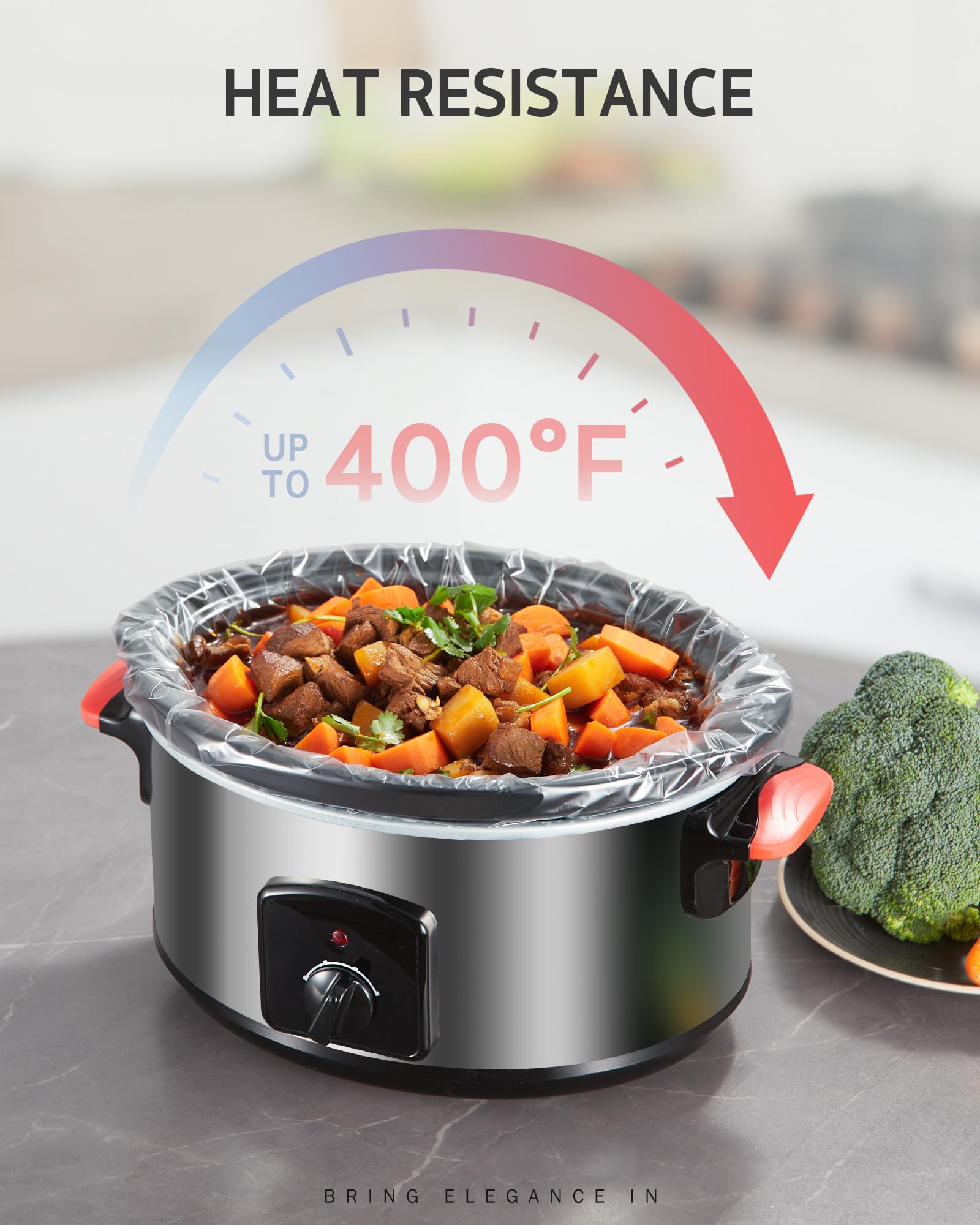 Syntus liners withstand heat up to 400°F for robust slow cooking sessions.
