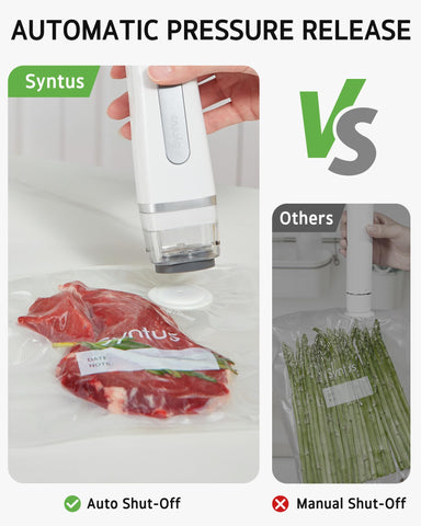 Syntus marinated-meat bags shown ready to seal.