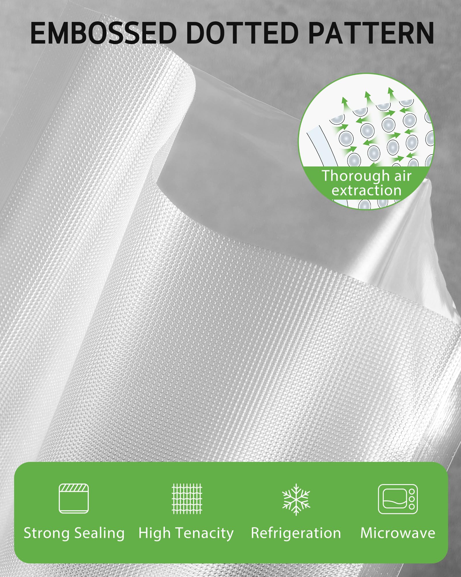 Syntus textured-side bags resist punctures from bones and sharp foods.
