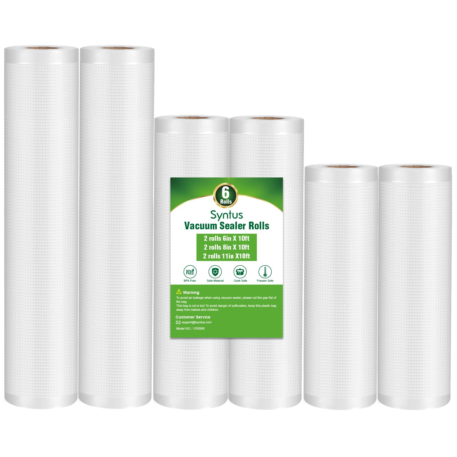 Syntus vacuum bags 6x10 roll for portioned meal prep and versatile storage.