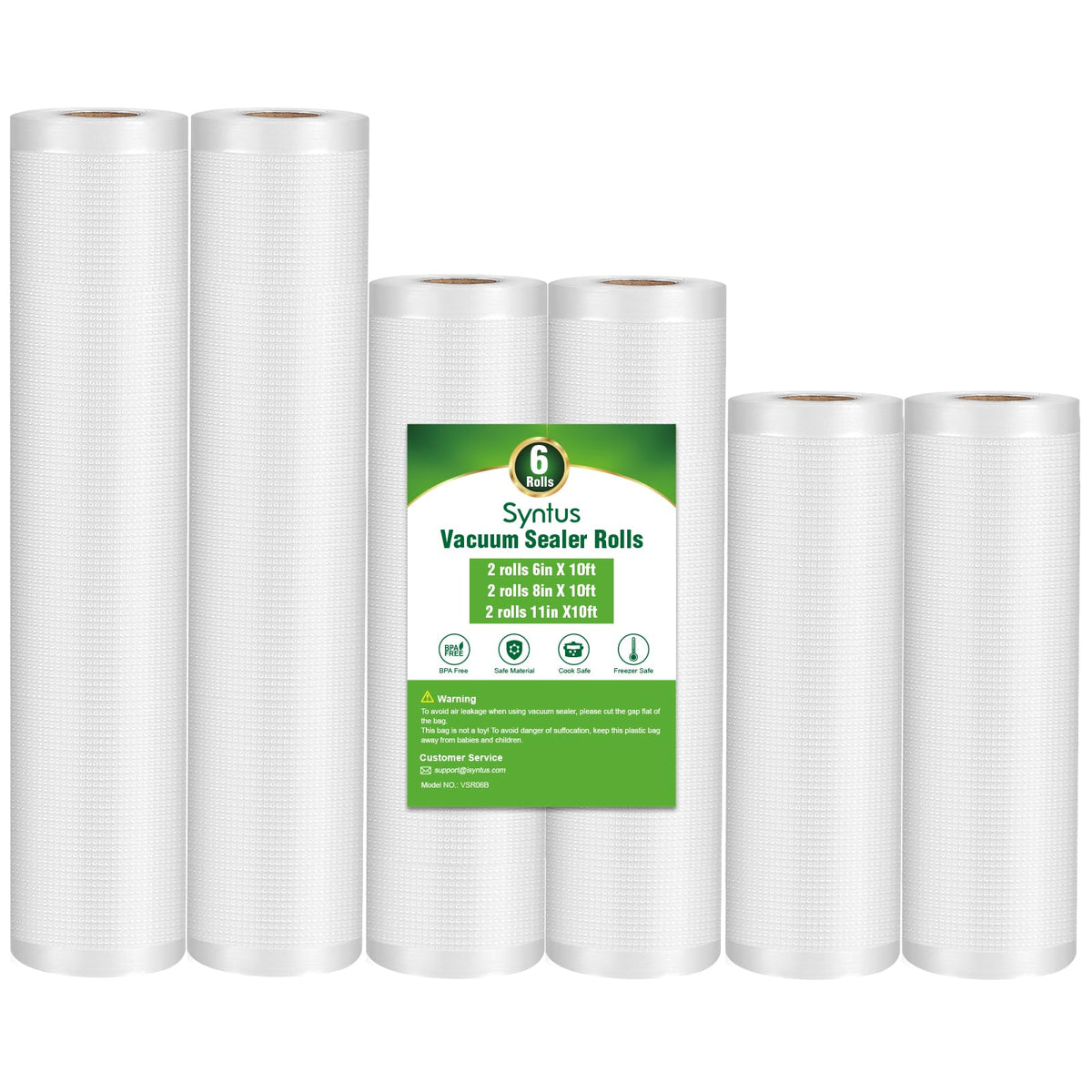 Syntus vacuum bags 6x10 roll for portioned meal prep and versatile storage.