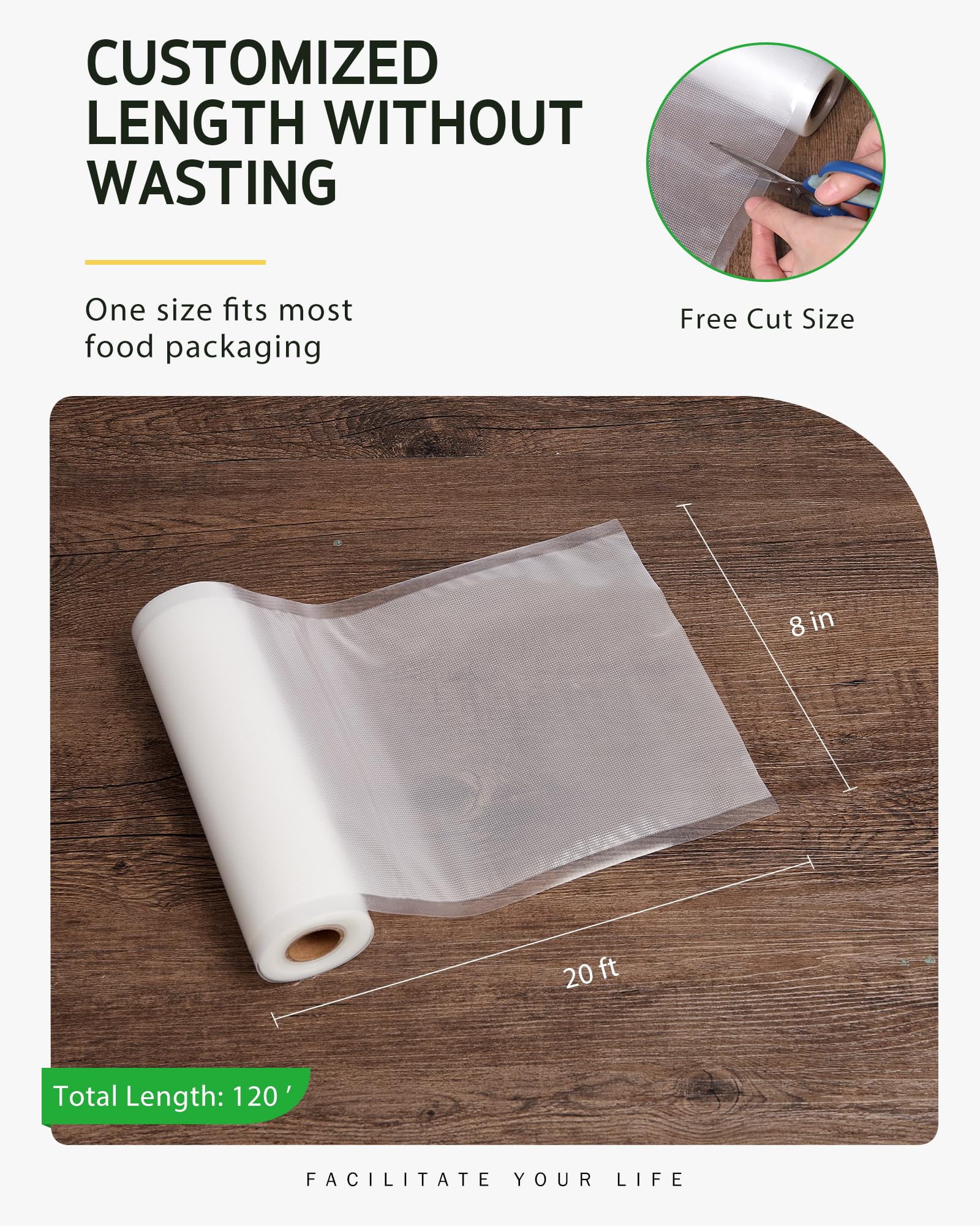 Syntus free-cut-size bags allow precise length to reduce waste