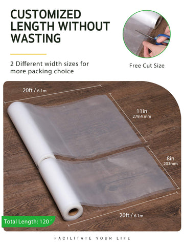 Syntus vacuum sealer bags 8x20' roll close-up showing sturdy construction.