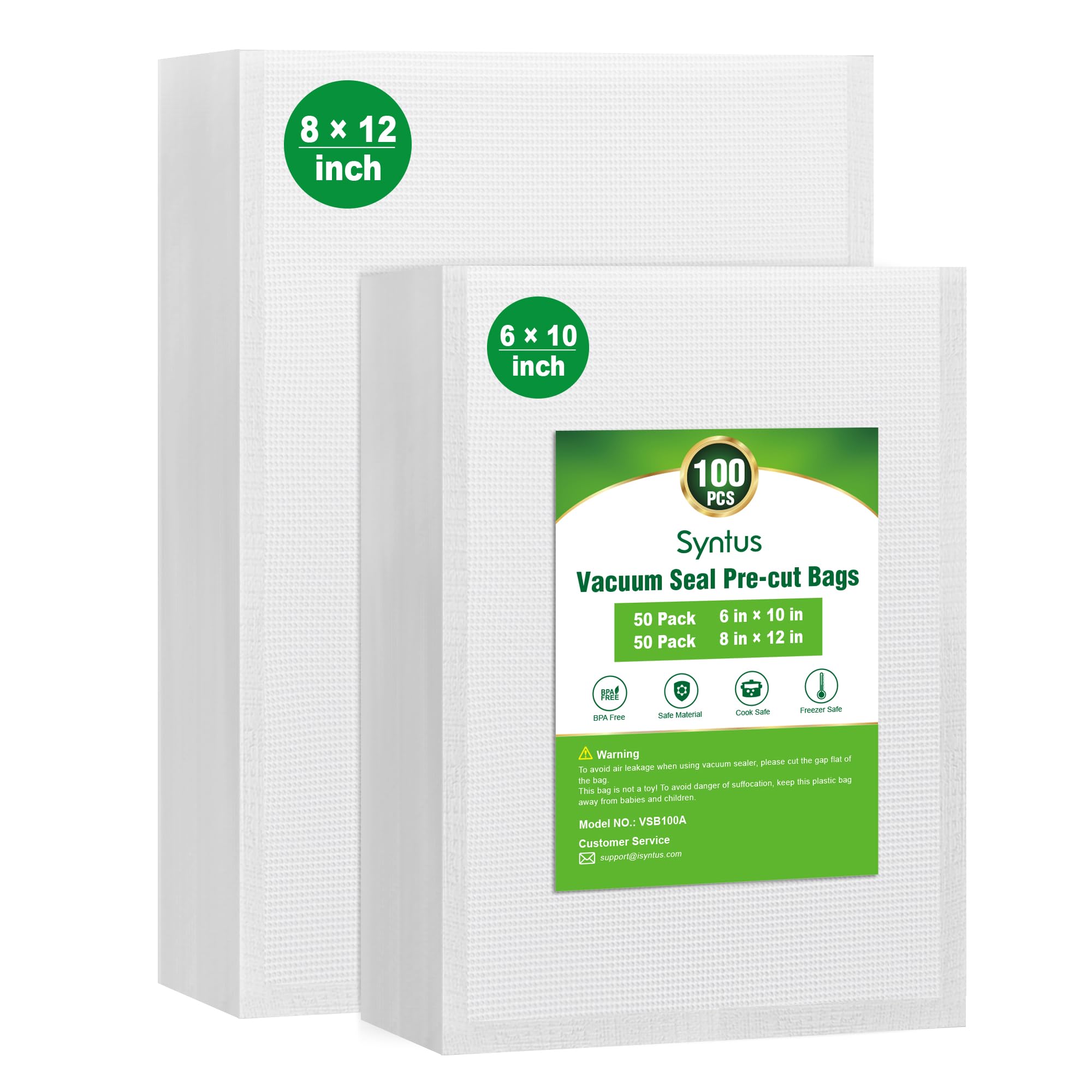 Syntus quart 8x12 vacuum bag pre-cut design for quick packing