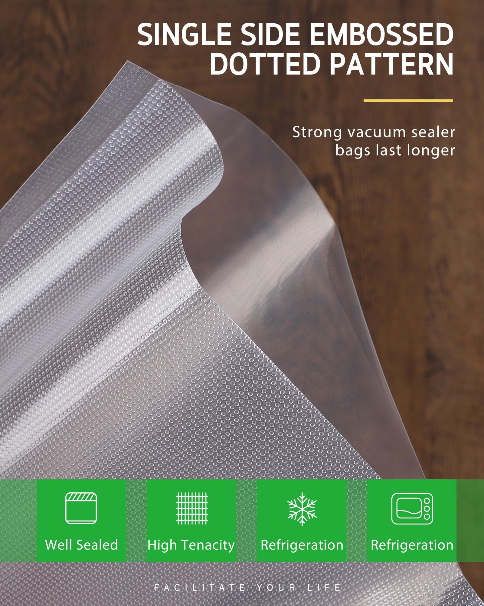 Syntus BPA-free vacuum bag roll ensures safe fridge and freezer storage.