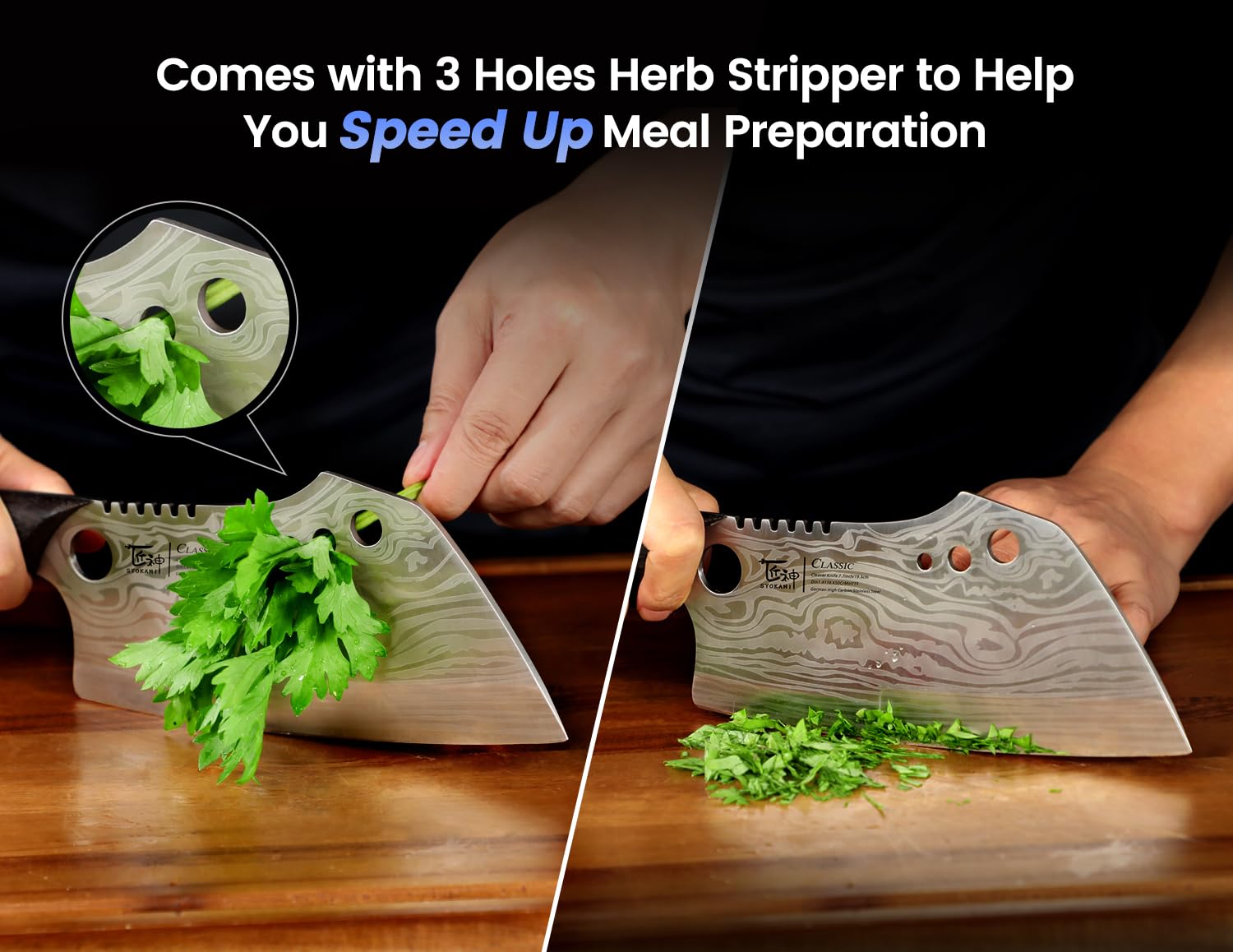 SYOKAMI three-hole herb stripper speeds herb prep