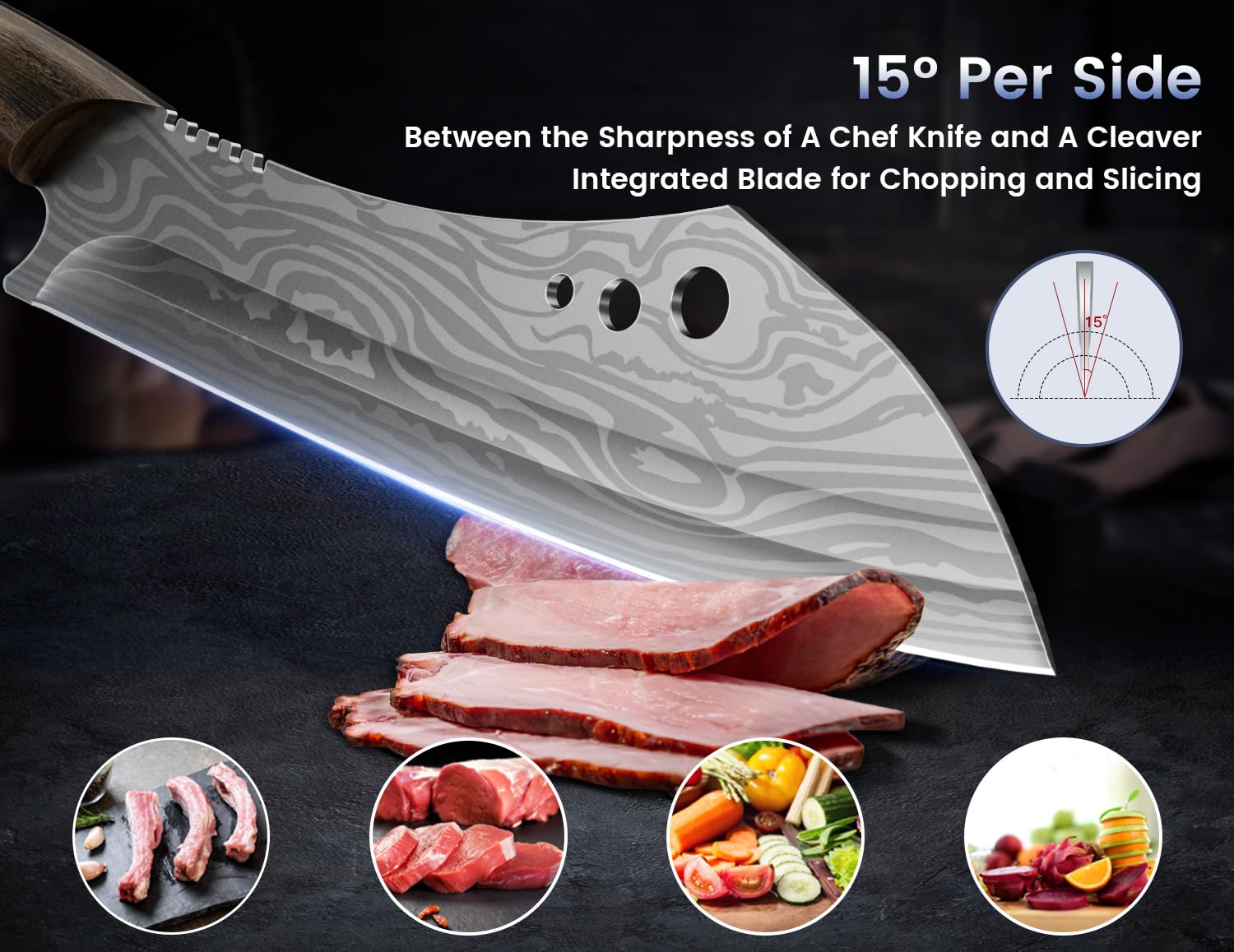 SYOKAMI edge at 15 degrees supports razor-like slicing and even cuts