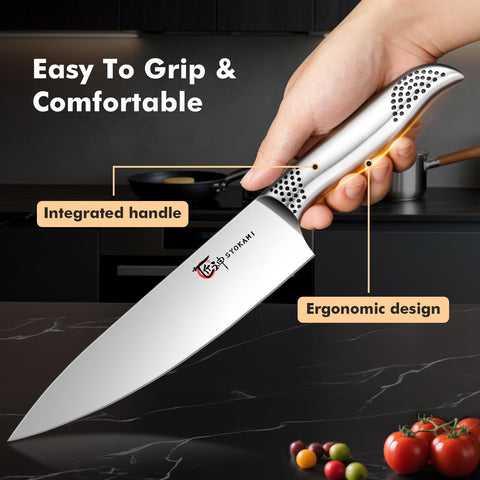 SYOKAMI ergonomic one-piece handle provides steady grip during long prep sessions.