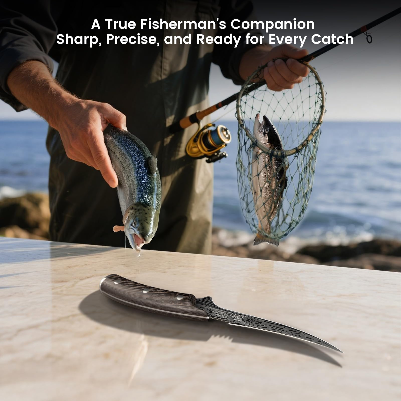 SYOKAMI fillet knife ergonomic grip reduces fatigue during filleting sessions.
