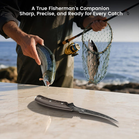 SYOKAMI fillet knife ergonomic grip reduces fatigue during filleting sessions.