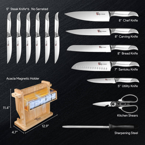 SYOKAMI FSC-certified wood knife holder supports sustainable kitchen organization.
