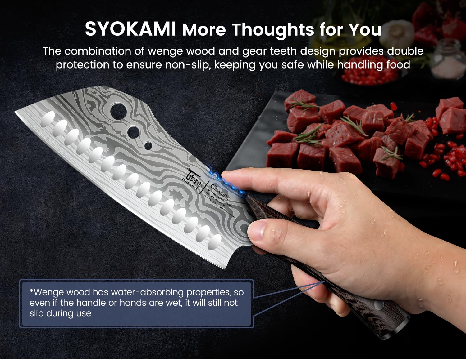 SYOKAMI full-tang German steel blade for precise, long-lasting cuts