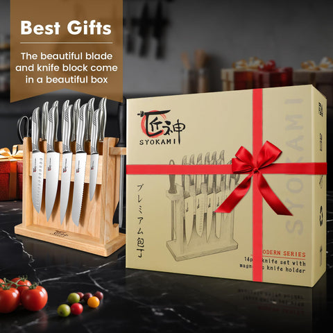 SYOKAMI gift box-ready knife set ideal for weddings and anniversaries.
