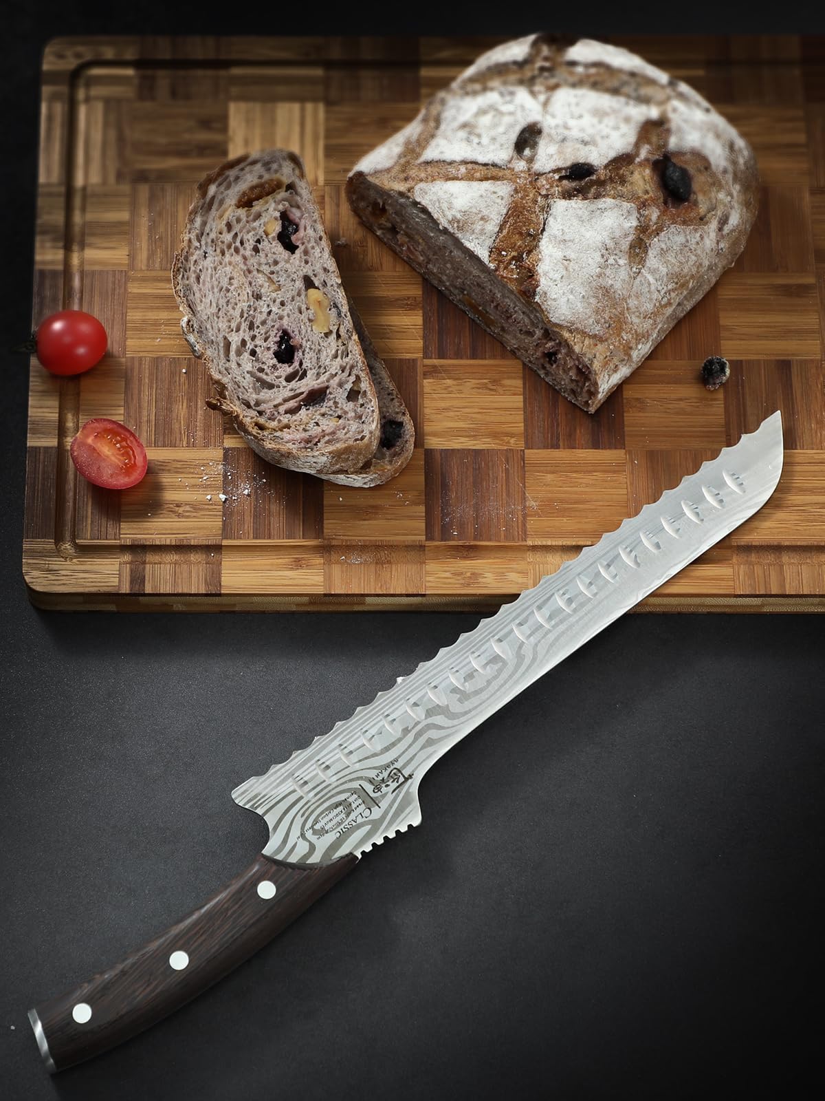 SYOKAMI versatile kitchen knife for bread, meat, and produce.