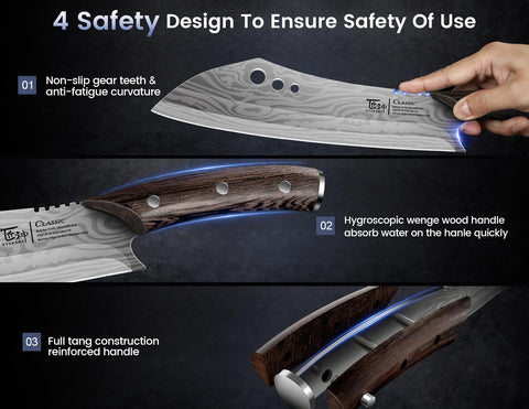 SYOKAMI non-slip teeth grip reduces slips for safer slicing