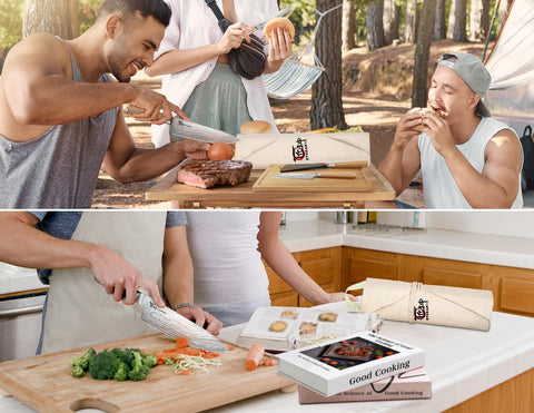 SYOKAMI pakkawood handle Japanese knives provide comfortable grip.