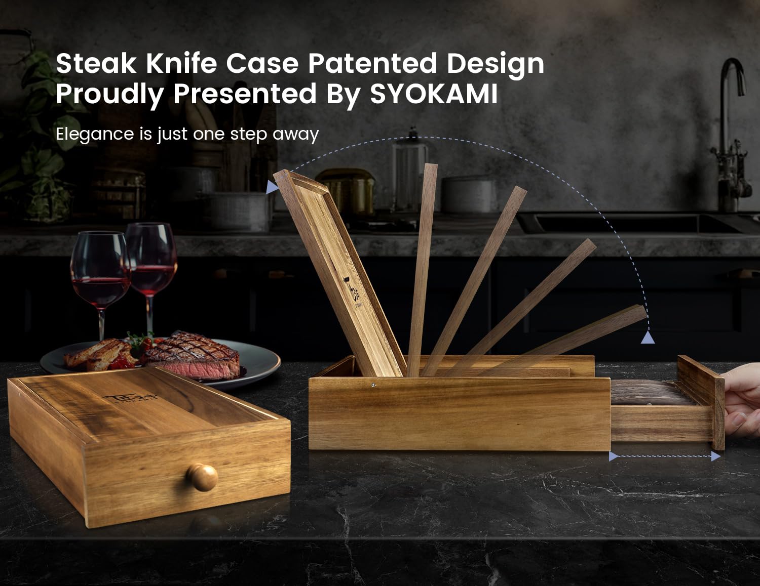 SYOKAMI 4.8 inch blade for clean, smooth steak slicing