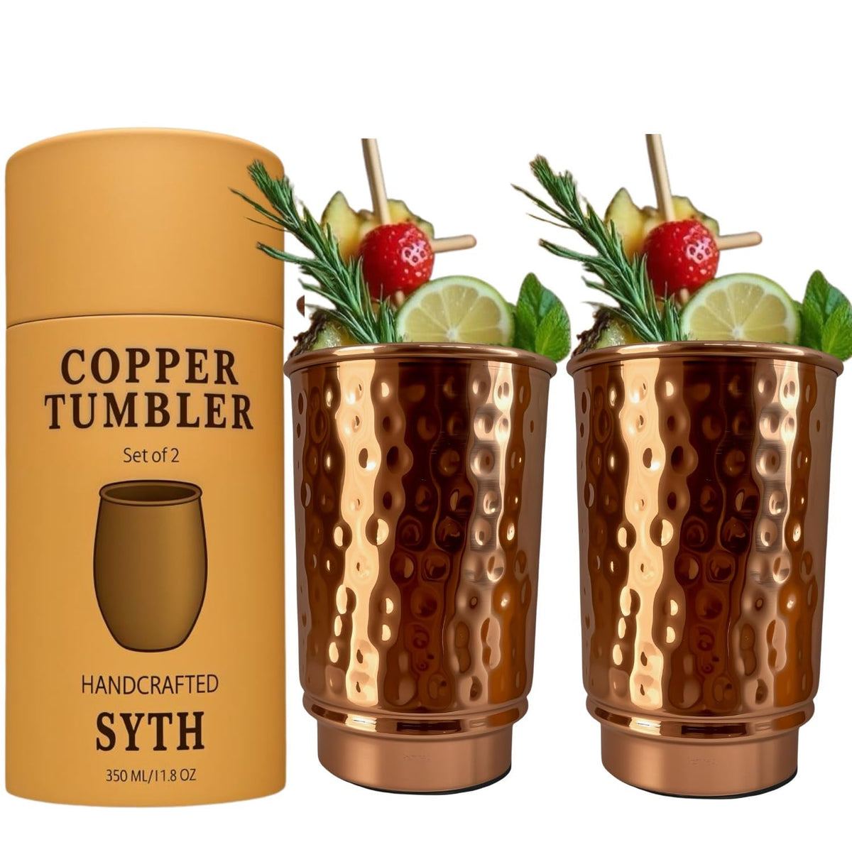 SYTH luxury copper tumbler 2-pack with hammered finish for premium hydration