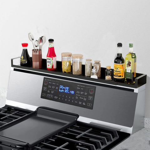 SZJHXIN stovetop shelf shows adjustable length 15-30 inches for versatile fit and easy setup.