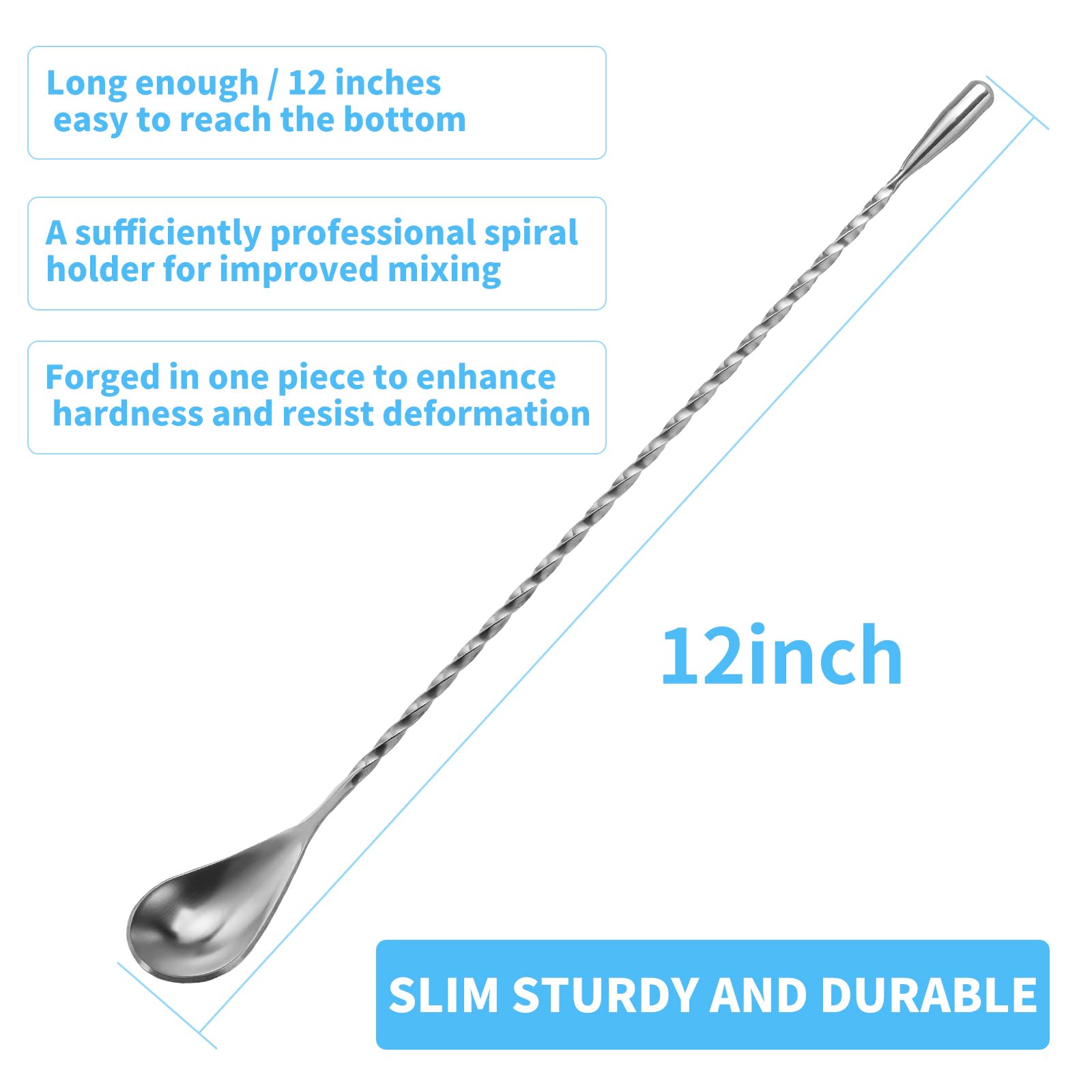 SZLFSX bar spoon with long handle reaches bottom for thorough mixing in large cups