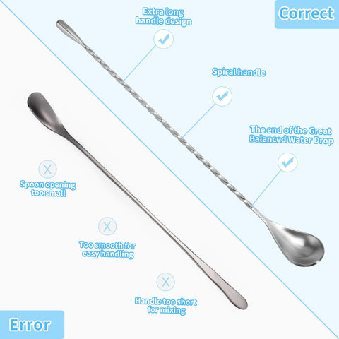 SZLFSX bar spoon teardrop end provides balanced control for quick, easy mixing