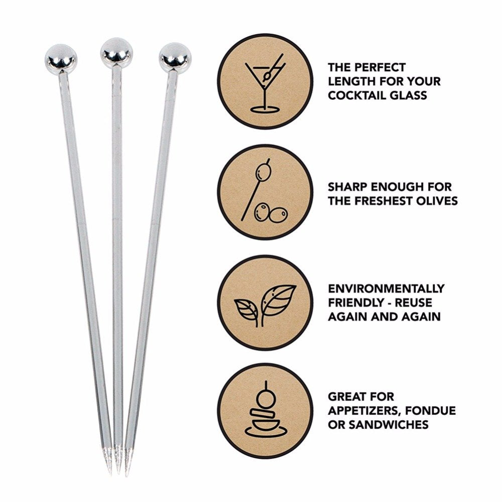 SZLFSX rustproof cocktail picks resist tarnish for long-lasting barware use