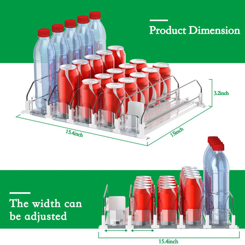 SZNLZQ Drink Organizer adjustable width demonstrates easy fit for cans and bottles.