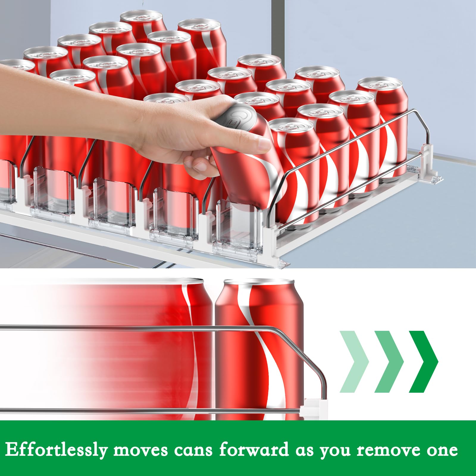 SZNLZQ Drink Organizer inside drawer view emphasizes smooth spring-loaded glide.