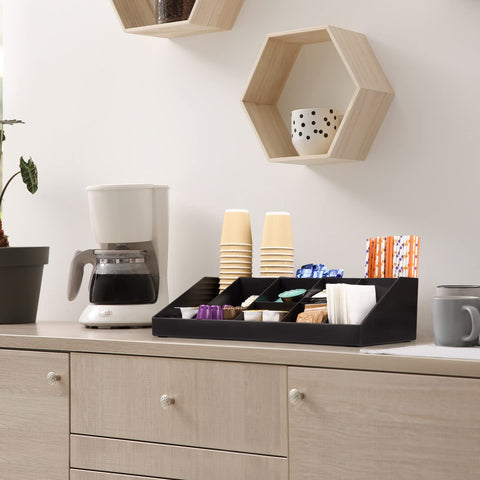 SZQINJI organizer side view demonstrates compact footprint for breaks room setups.