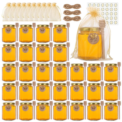 SZUAH 6oz hexagon honey jar with dipper for wedding favors and gifts