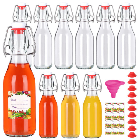 SZUAH 8 oz swing-top bottle front view, ideal for beverages and reusable storage.