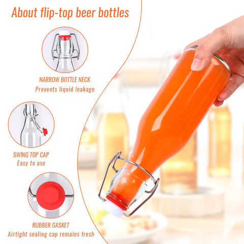 SZUAH 8 oz swing-top bottle pour, clean and controlled dispensing.