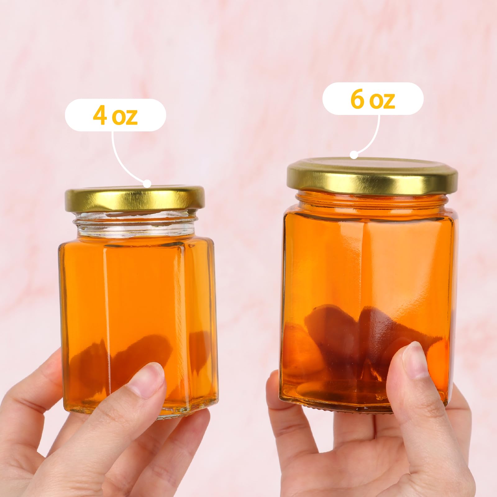 SZUAH clear hexagon glass jar shows contents with elegant design
