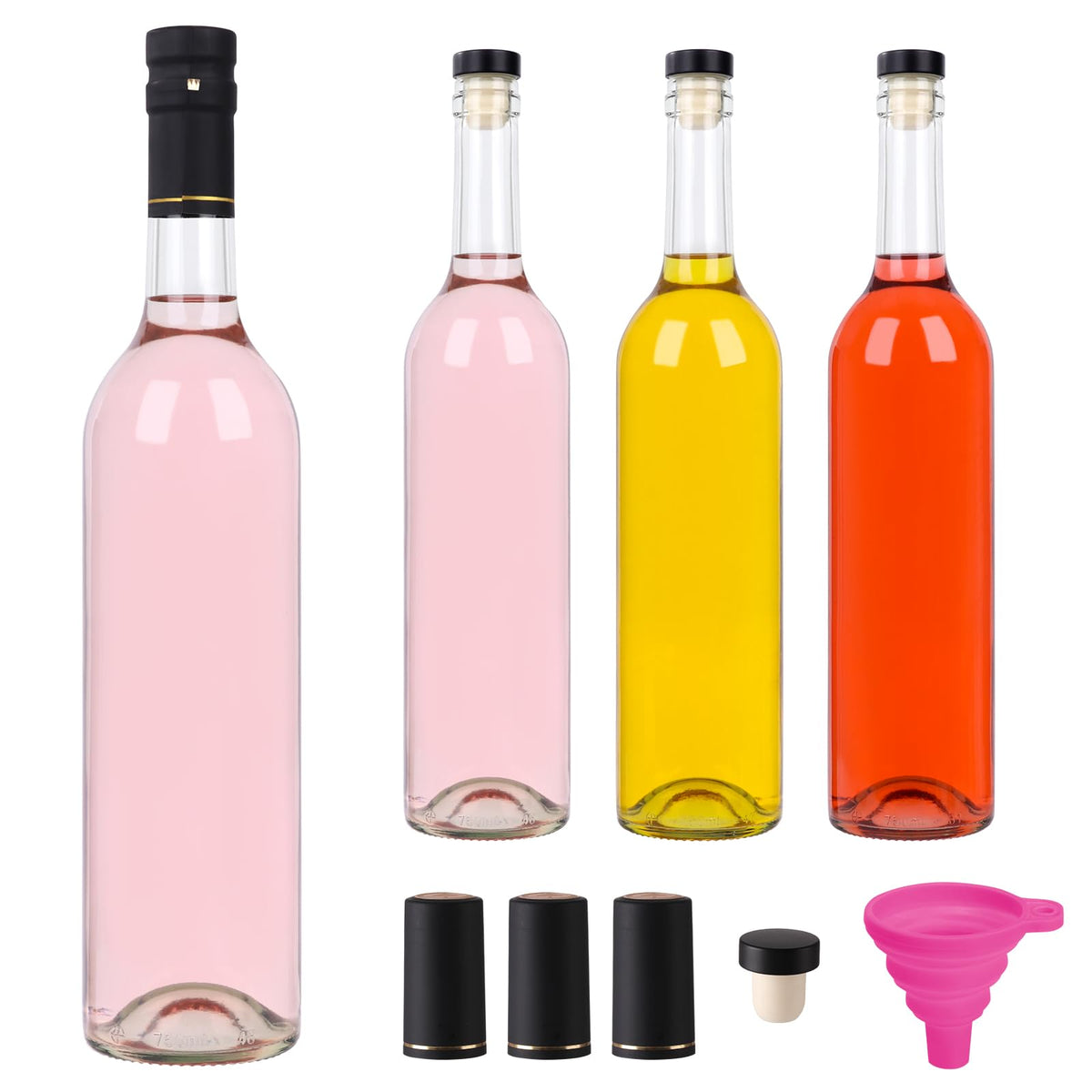 SZUAH empty 750ml wine bottles with clear glass for safe storage of homemade beverages.