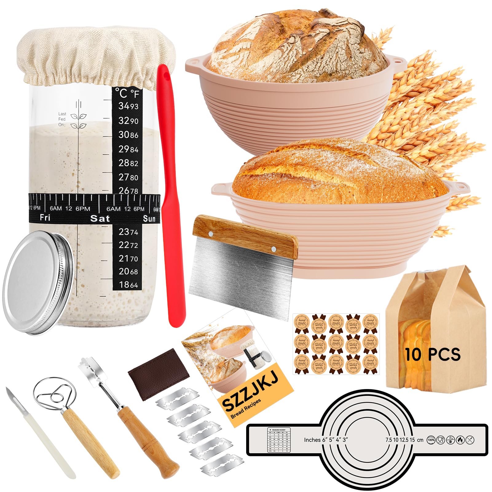 SZZJKJ oval banneton in the starter kit for airy loaf proofing