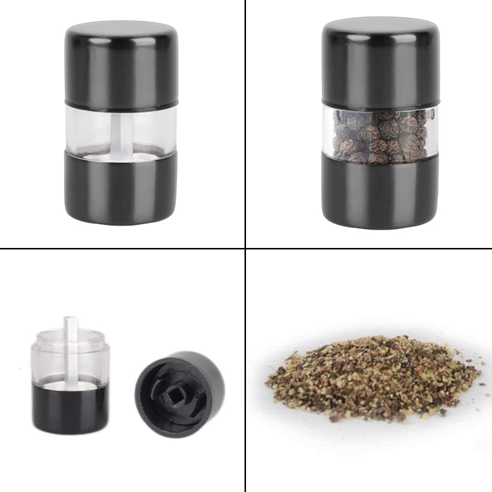 T-mark salt and pepper set showing easy open lid pull action