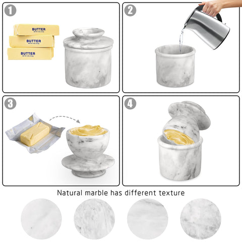 TABHOUKIT marble butter-keeper-on-counter shows stylish kitchen decor and practical accessibility