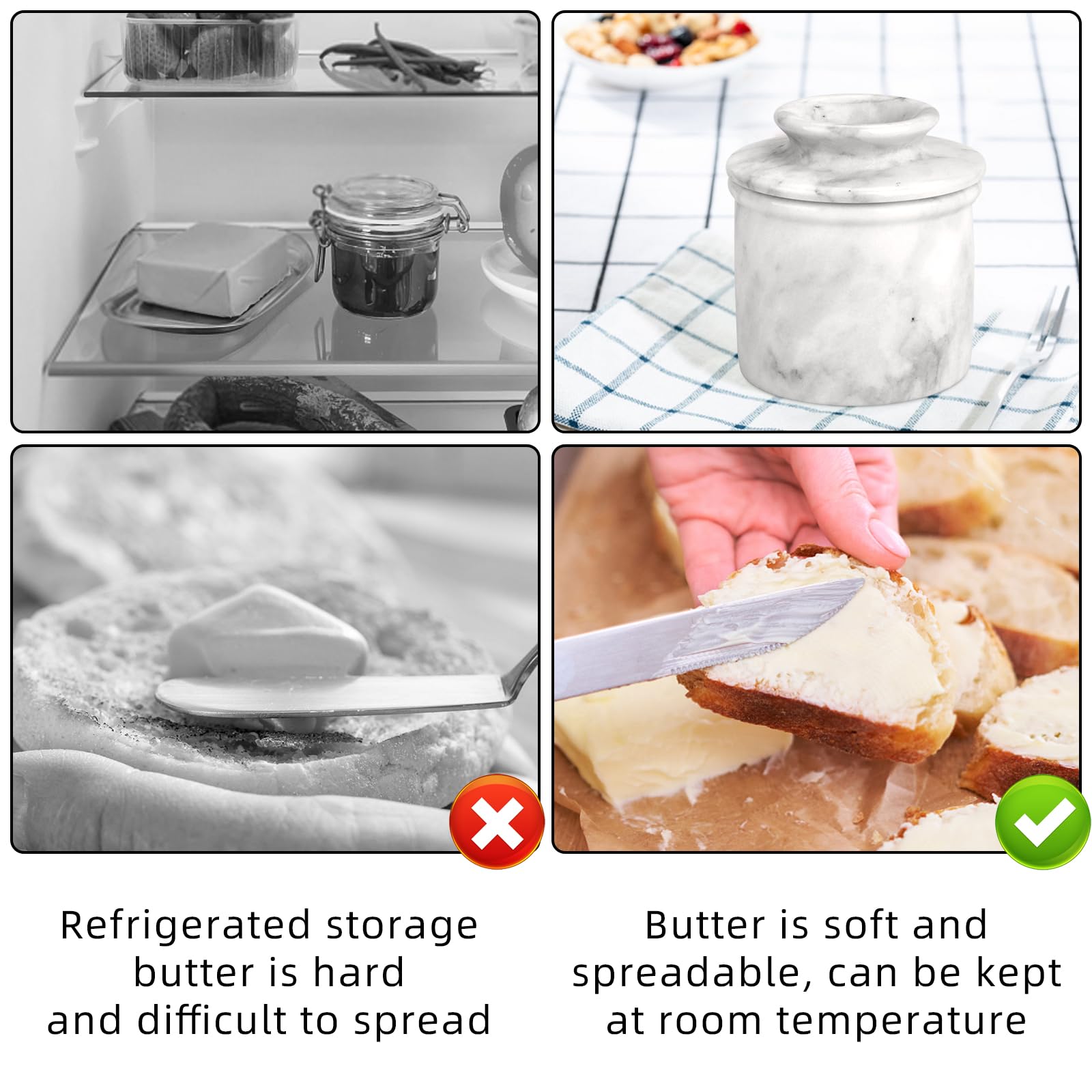 TABHOUKIT white-grey butter-keeper-dish pairs with modern counters