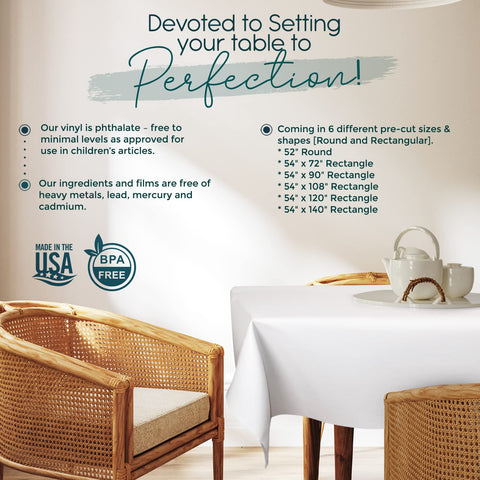 Tablecloths by Design table pad on dining table in kitchen setting.