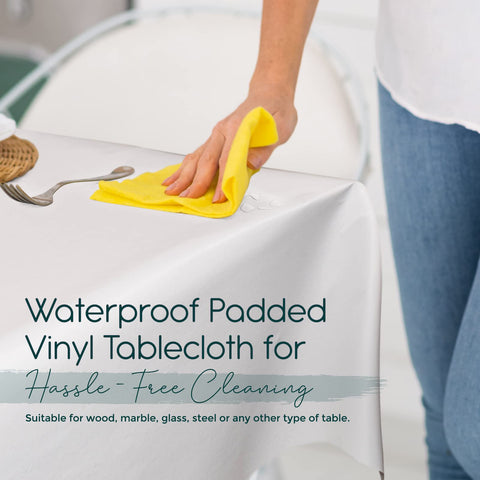Tablecloths by Design table pad edge protection prevents water marks.