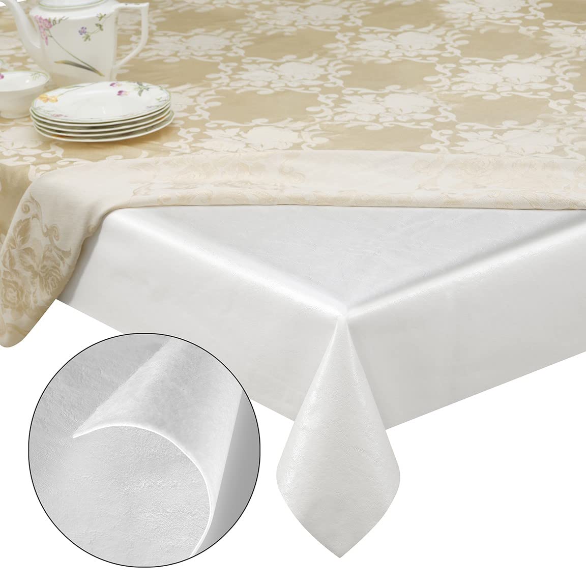 Tablecloths by Design table pad protector closeup showing scratch resistance.