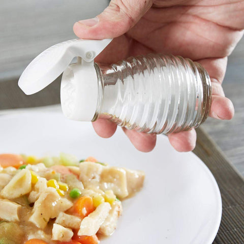 Tablecraft beehive pepper shaker with airtight flip-top for spill-free seasoning.