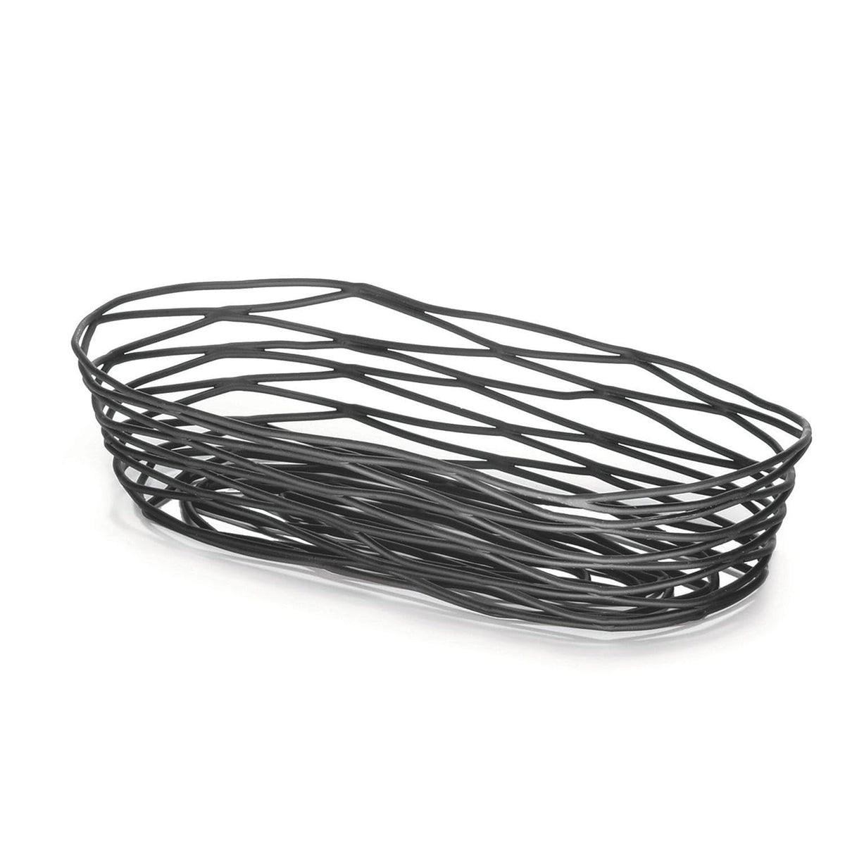 TableCraft BK11709 oblong basket for bread serving with durable black finish