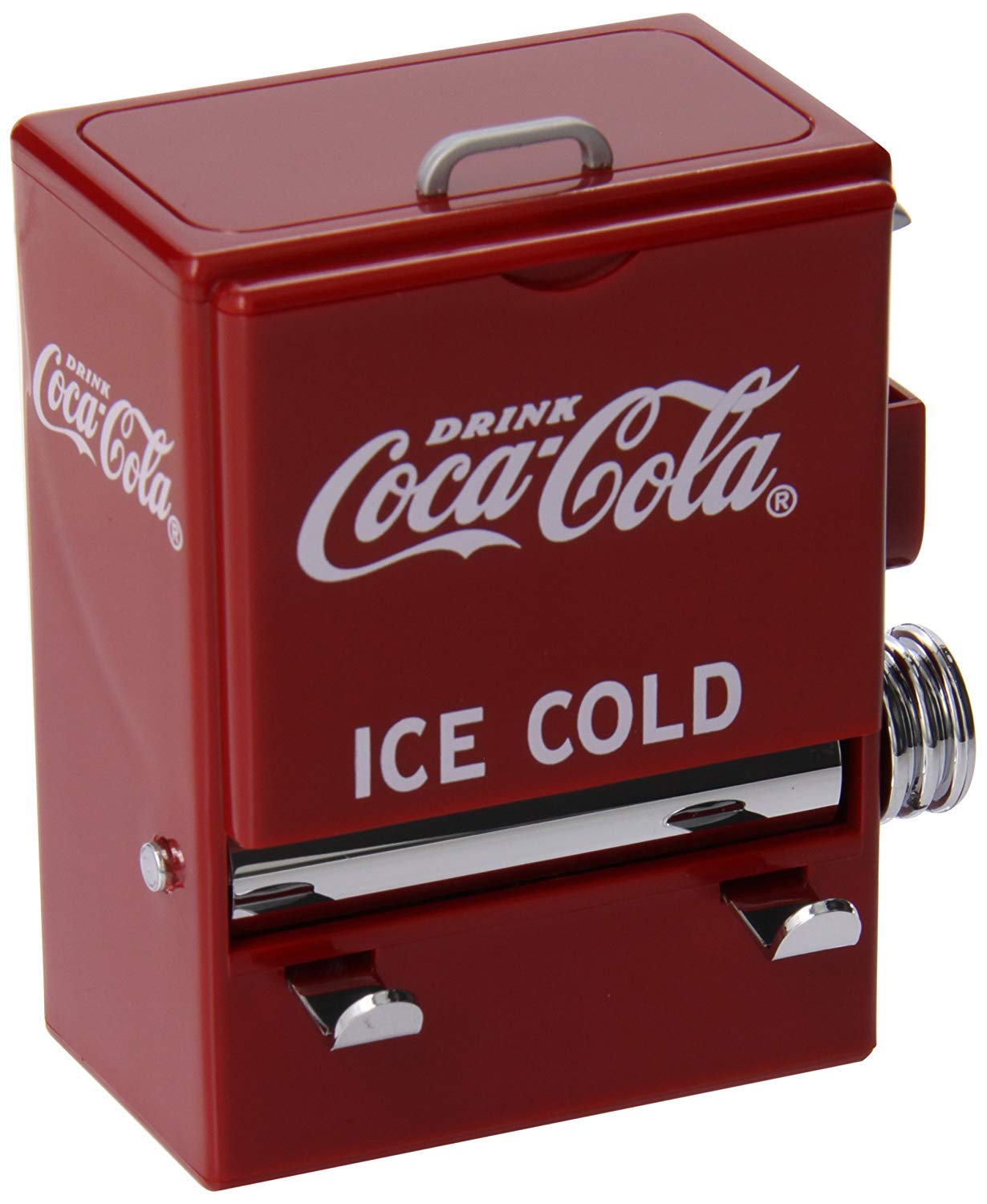 TableCraft Coca-Cola toothpick dispenser front view, compact and stylish for table use