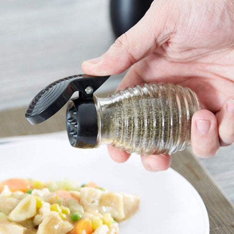 Tablecraft flip-top lid enables easy refills and quick cleanup.