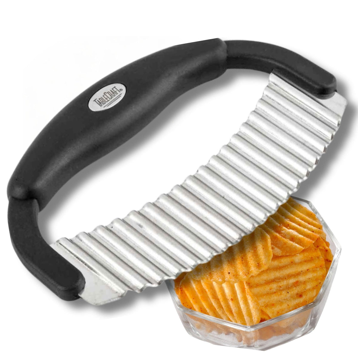 TableCraft H6610 crinkle cutter with crinkle edge for decorative fries.