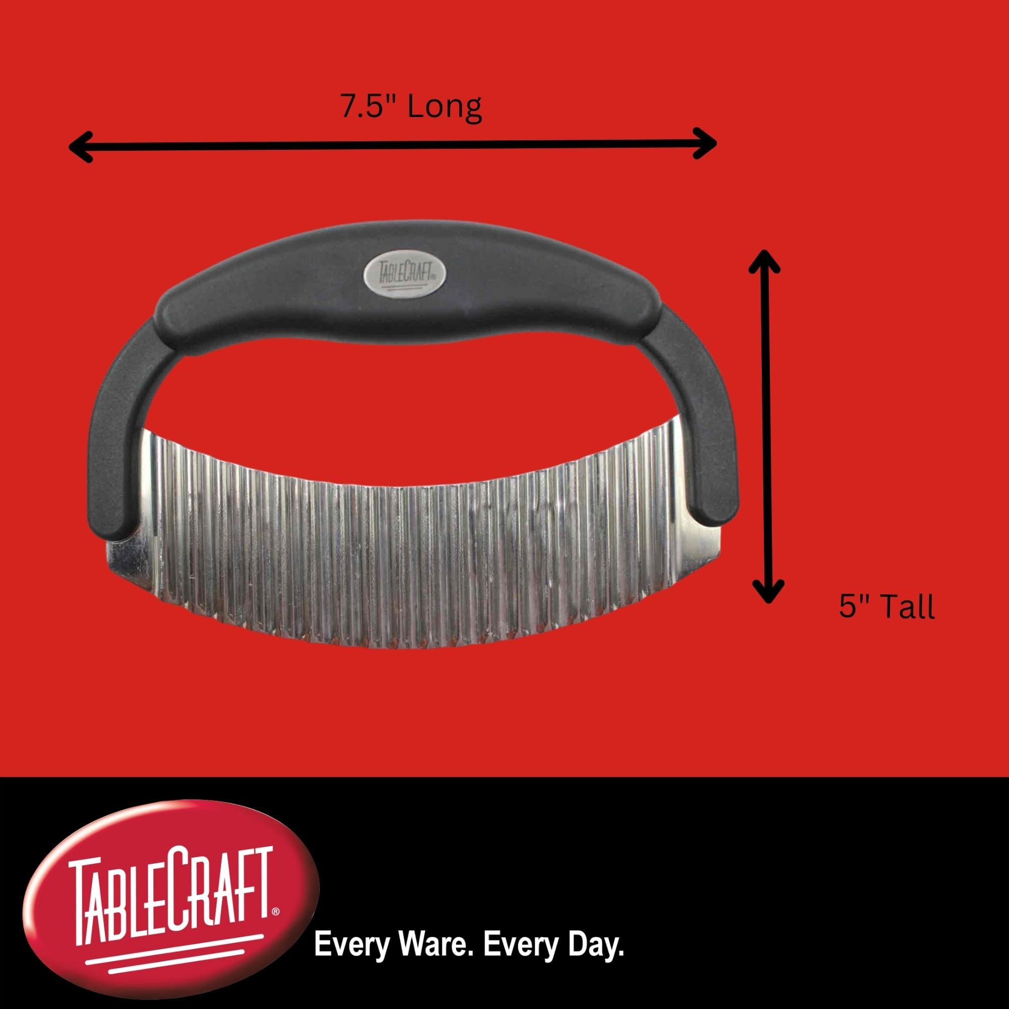 TableCraft H6610 crinkle cutter with a wavy edge for ripple-cut vegetables.