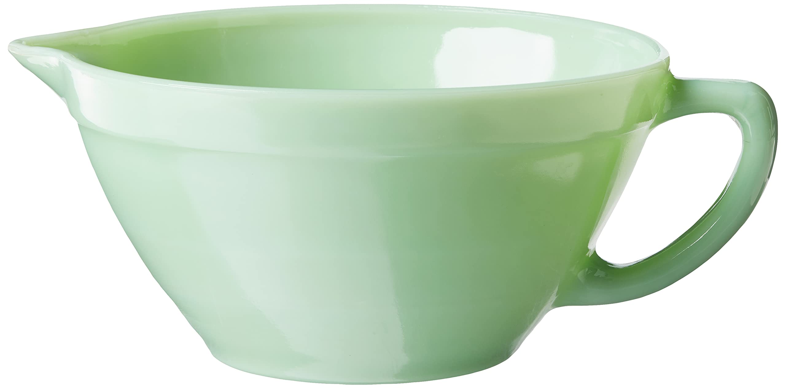 Jadeite bowl with pour spout for precise liquid transfer