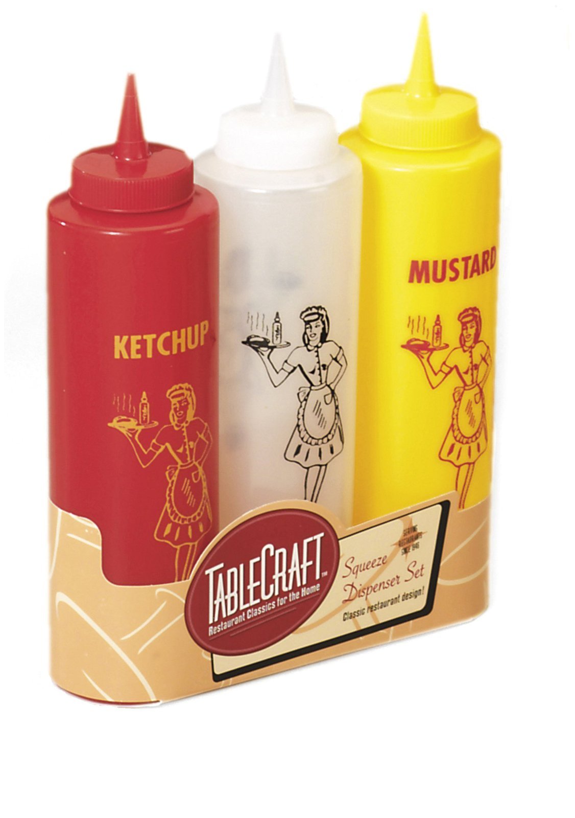TableCraft Nostalgia mustard bottle in retro diner style for precise, mess-free sauce application
